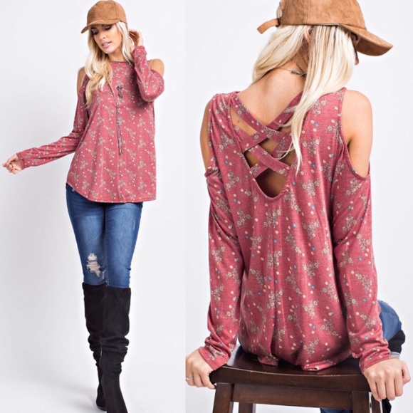 143 Story Tops - ❗️See new listing Floral Open Back Cold Shoulder